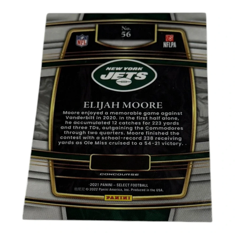 2021 Panini Select‎ Football Elijah Moore RC Rookie Card 56 Concourse NY Jets